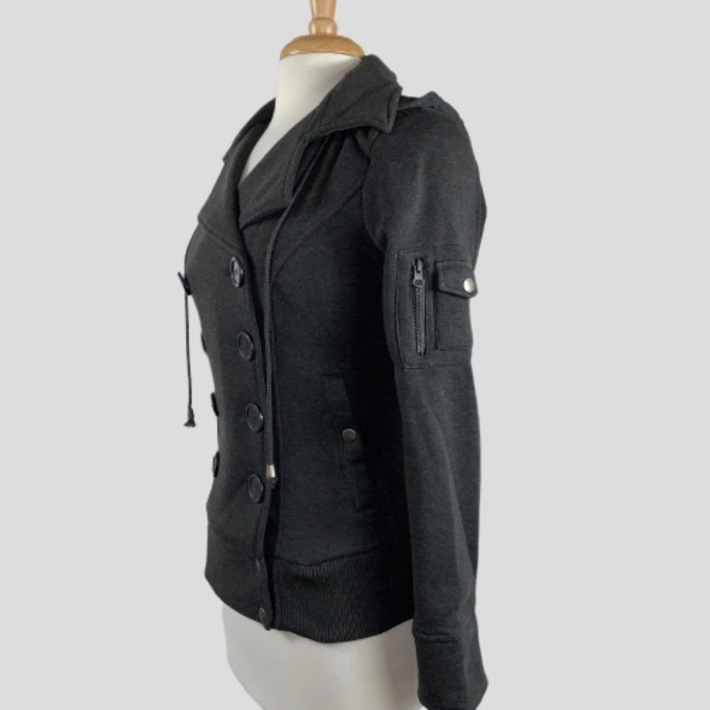 💥Host Pick💥Grey DoubleBreasted Pea Jacket w/Hood - Picture 4 of 8